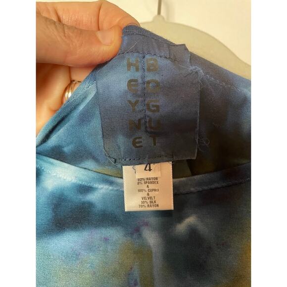 Heyne Bogut Slouch Tee Dress Womens 4 Oversized Artsy Lagenlook Midi Dress Blue - Picture 5 of 12